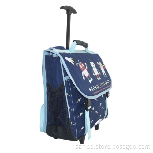600D ployester popular quality fixed trolley school backpack for boys